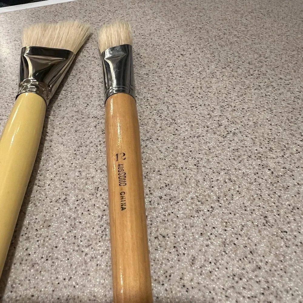 3 Vtg M Grumbacher Paintbrush 6361 Angular Sz 1.5‎ & 1274 Black Diamond Sz 6 New